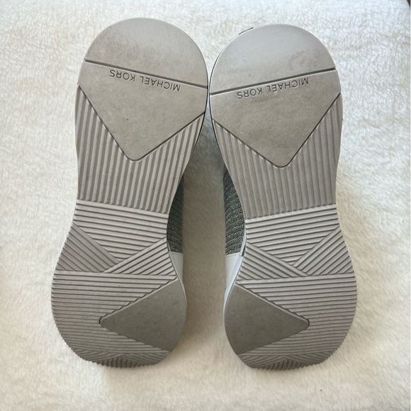 Michael Kors Tan and Silver Georgie Leather and Glitter Chain-Mesh Trainer - Picture 10 of 10